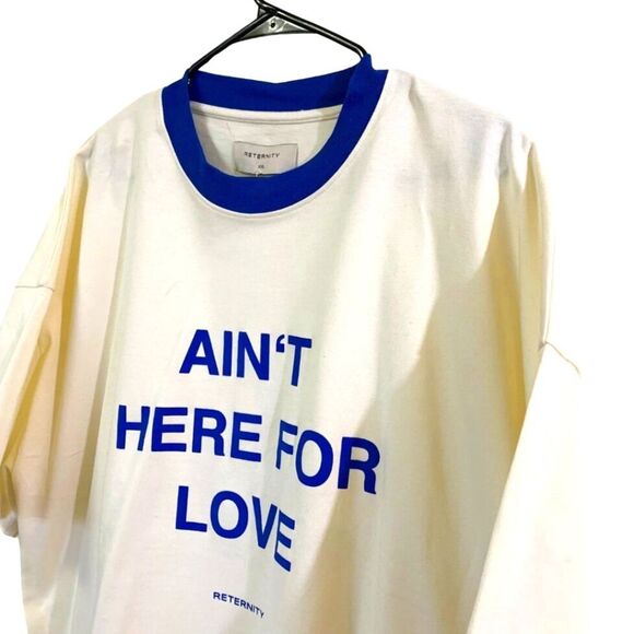 NWT RETERNITY Men’s XXL Oversized Streetwear Tee Cream and Blue Made in Europe - Picture 5 of 9